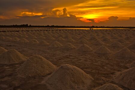 sunset at salt pan の写真素材