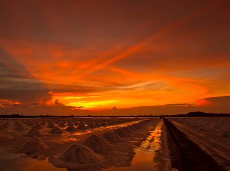 sunset at salt pan の写真素材