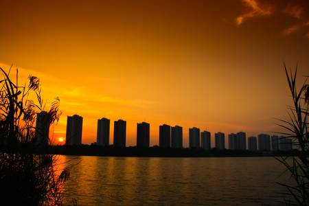  city sunsetの写真素材
