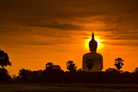 Big buddha sunset statue at Wat muang, Thailand の写真素材