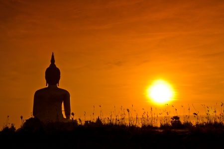 Big buddha sunset statue at Wat muang, Thailand の写真素材