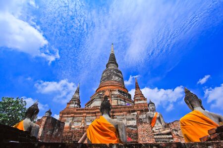 old buddha  temple in ayutthaya thailandの写真素材