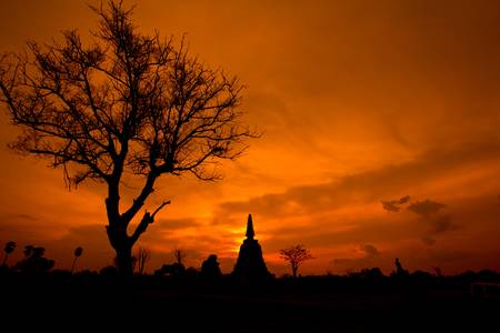 sunset countryside buddha thailand