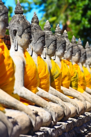 old buddha Temple Wat Yai Chai Mongkhon of Ayuthaya Province Thailandの写真素材