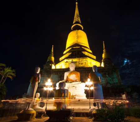 Visakha Bucha Day Buddhist Lent Dayold Temple Wat Yai Chai Mongkhon of Ayuthaya Province Thailand の写真素材