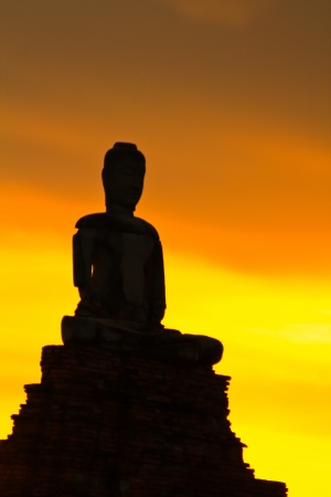 Sunset old Temple wat Chaiwatthanaram of Ayuthaya Province Thailandの写真素材
