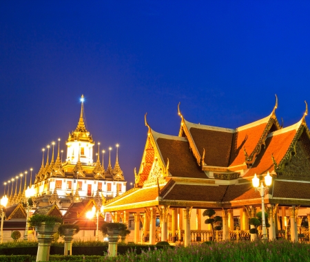 Temple Loha Prasat Metal Palace in Bangkok Thailand in Wat Ratchanaddar の写真素材