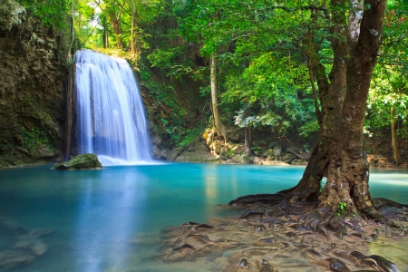 Waterfall beautiful asia thailand の写真素材