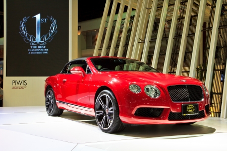 BANGKOK - DEC 3  Bentley Continental Supersports Convertible, front view on display at the Thailand International Motor Expo at Impact Muang Thong Thani on Dec 3, 2012 in Bangkok, Thailand  のeditorial素材
