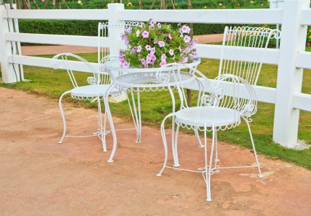 Chair in the gardenの写真素材