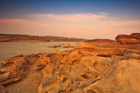 Rock holes Stone View Sam-Pan-Bok Grand Canyon in thailand の写真素材