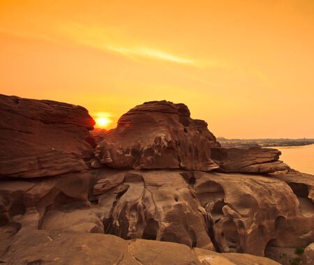 Rock holes Stone View Sam-Pan-Bok Grand Canyon in thailand の写真素材