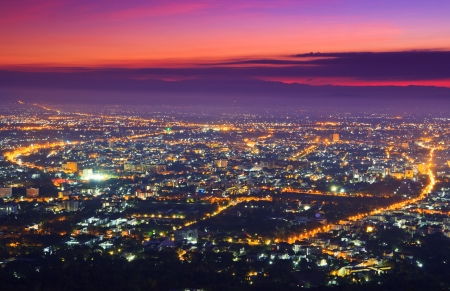 Chiang Mai city view at nigh, Thailand の写真素材