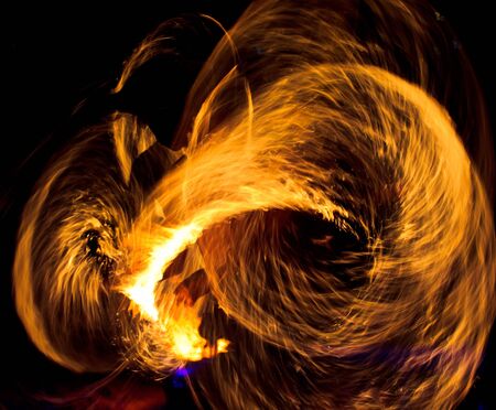 Abstract Drawing Flaming Trails Night Performance Flaming Trails の写真素材