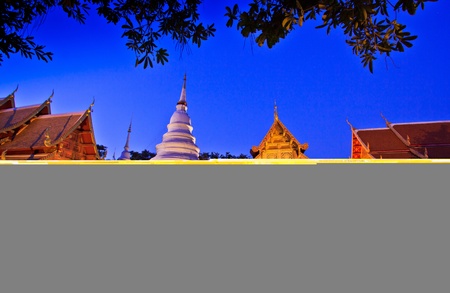 Wat Phra Singh temple twilight time Viharn chiangmai thailand