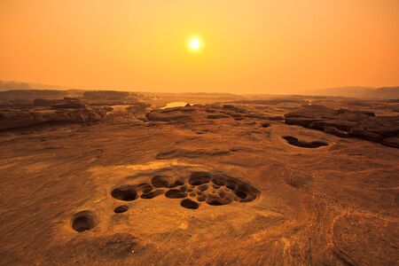 sunset rock holes  stone View Sam-Pan-Bok Grand Canyon in thailand 