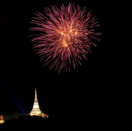 background beautiful fireworks thailandの写真素材