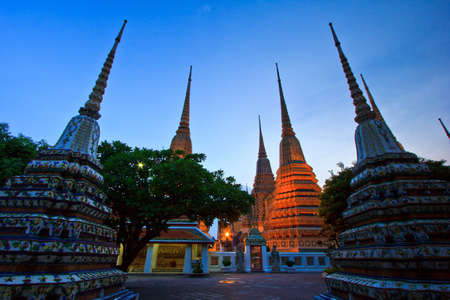 Temple Wat Pho Twilight in the evening light in Bangkok, Thailand の写真素材