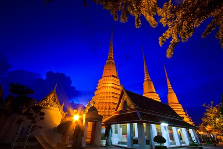Temple Wat Pho Twilight in the evening light in Bangkok, Thailand の写真素材
