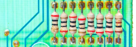 Resistor electronic components mounted on a motherboard 