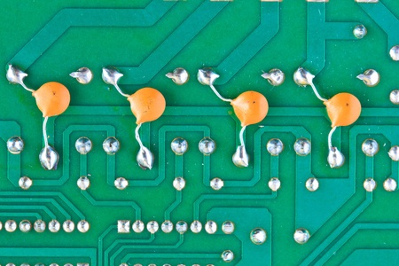 Resistor electronic components mounted on a motherboard 