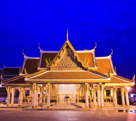 Wat ratchanaddar temple at twilight in bangkok asia Thailandの写真素材