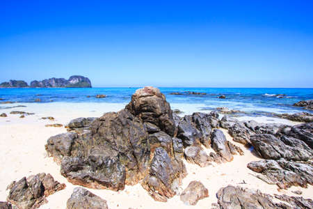 Rocks on the beach in Tropical sea at Bamboo Island Krabi Province Southeast Asia Thailand の写真素材