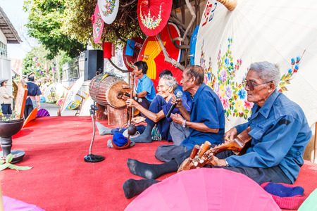 CHIANG MAI, THAILAND-JANUARY 19   31th anniversary Bosang umbrella festival,Home and shop decoration annual Umbrella festival at San Kamphaeng  on Jan 19, 2014 in Chiang Mai, Thailand  のeditorial素材
