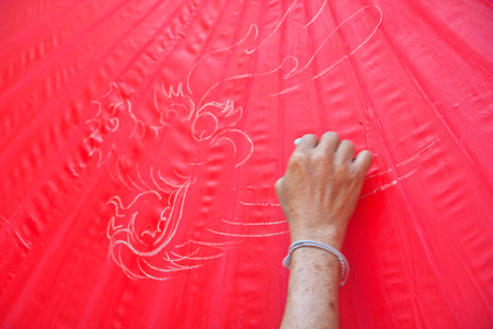 Paper umbrella handmade umbrella of Ban Bosang Chiang Mai Asia Thailand の写真素材