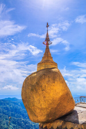 Kyaikhtiyo or Kyaiktiyo pagoda, Golden rock, Myanmar.の写真素材