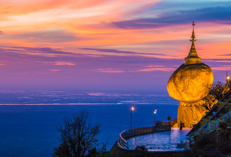 Kyaikhtiyo or Kyaiktiyo pagoda, Golden rock, Myanmar.They are public domain or treasure of Buddhism,...