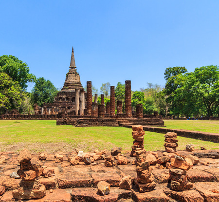 Si Satchanalai Historical Park in old town Sukhothai Thailandの写真素材