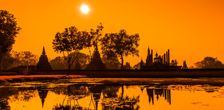 Sukhothai historical park, the old town of Thailand in 800 year ago - Buddha Statue at Wat Mahathat in Sukhothai Historical Park,Thailandの写真素材
