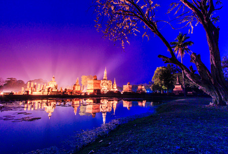 Sukhothai historical park, the old town of Thailand in 800 year ago - Buddha Statue at Wat Mahathat in Sukhothai Historical Park,Thailandの写真素材