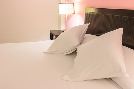 bedroom and lamp by the sideの写真素材