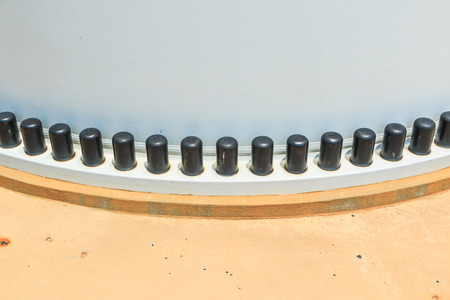 joint of two flanges by bolts and nuts - Plastic screw cap