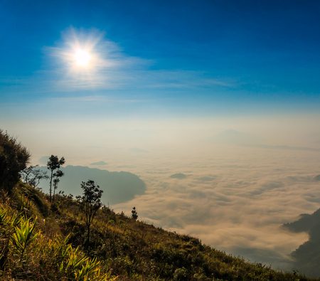 Landscape sunrise in nature at Phu chi fa in Chiang rai,Thailandの写真素材