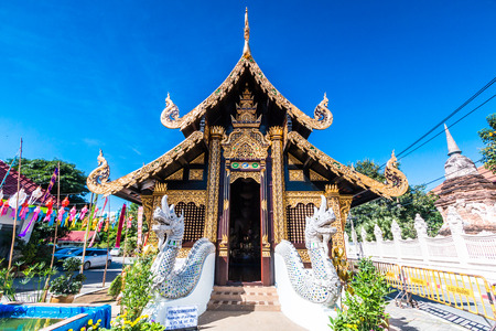 Wat inthakhin saduemuang 700 years, Old wooden temple in Chiang Mai Thailand, They are public domain or treasure of Buddhism, no restrict in copy or useの写真素材