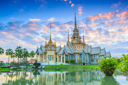 Wat thai, sunset in temple Thailand,They are public domain or treasure of Buddhism, no restrict in copy or useの写真素材