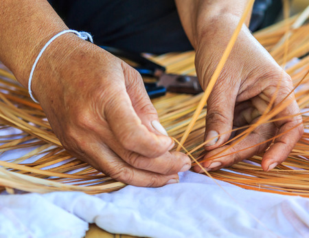 Weave pattern hand bamboo, Bamboo weavingの写真素材