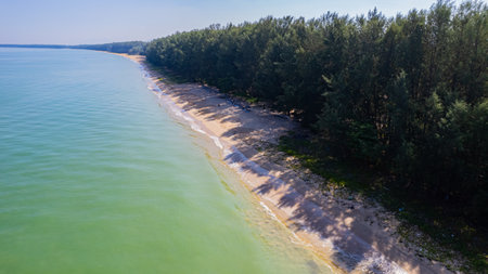 View of Thai Mueang Beach of Phang Nga Province, Southern Thailand Asiaの写真素材