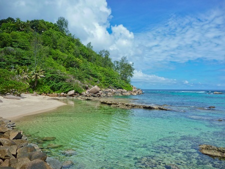 Beach on Praslin island, Seychelles, Indian Ocean, Africa