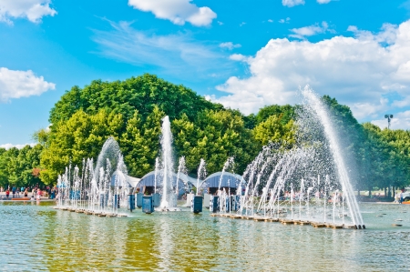 Fountain in Gorky Park, Moscow, Russia, East Europeの写真素材