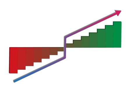 Graph and Arrow showing growth progress on white backgroundのイラスト素材
