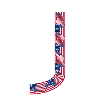 Letter J made of USA flags on white background from USA flag collectionのイラスト素材