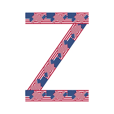 Letter Z made of USA flags on white background from USA flag collectionのイラスト素材