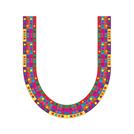 Letter U on white background from colorful graphic letter collectionのイラスト素材