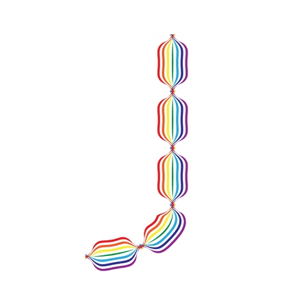Letter J made in rainbow colors on white background  のイラスト素材