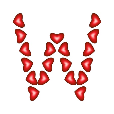 Letter W made of hearts on white background のイラスト素材