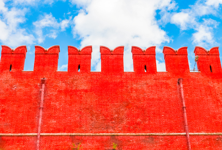 Red brick wall of the Moscow Kremlin, Russiaのeditorial素材